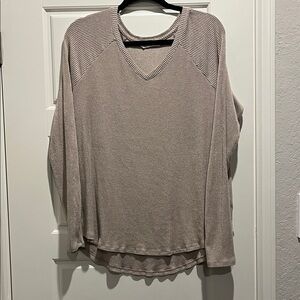 Sonoma Women's Taupe V-Neck Sweatshirt